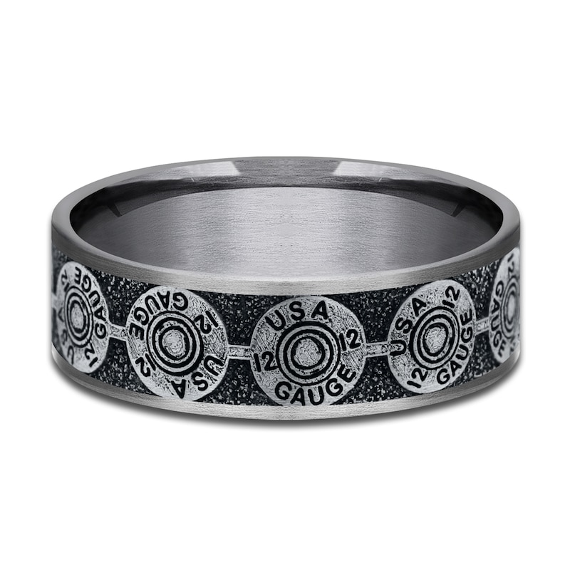 Main Image 3 of Men's Bullet Wedding Band 14K White Gold/Tantalum 7.5mm