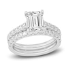 Thumbnail Image 1 of Lab-Grown Diamond Bridal Set 3 ct tw Emerald/Round 14K White Gold