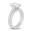 Thumbnail Image 1 of Lab-Created Diamond Bridal Set 3 ct tw Emerald/Round 14K White Gold