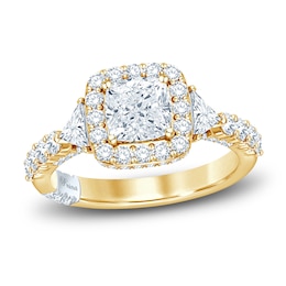 Pnina Tornai Lab-Grown Diamond Engagement Ring 2-7/8 ct tw Cushion/Trillion/ Round 14K Yellow Gold