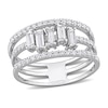 Thumbnail Image 1 of Diamond Triple Row Ring 5/8 ct tw Baguette/Round 14K White Gold