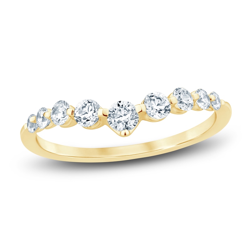 Main Image 1 of Diamond Contour Anniversary Band 1/2 ct tw Round 14K Yellow Gold