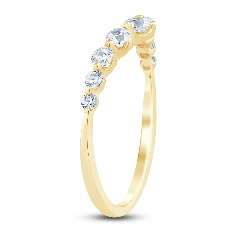Main Image 2 of Diamond Contour Anniversary Band 1/2 ct tw Round 14K Yellow Gold