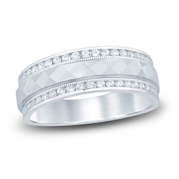 Men's Diamond Anniversary Band 1/2 ct tw Round 14K White Gold