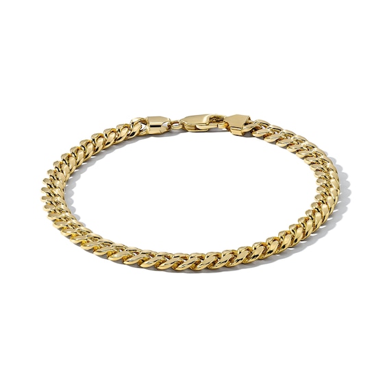 Men's Curb Chain Bracelet Hollow 14K Yellow Gold 8.5" 6.2mm
