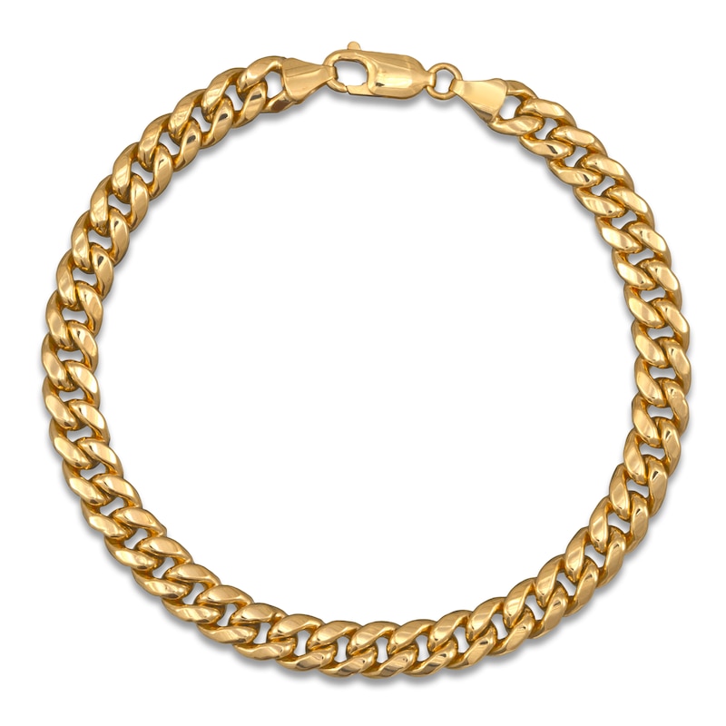 Main Image 1 of Men's Hollow Curb Chain Bracelet 14K Yellow Gold 8.5" 6.2mm