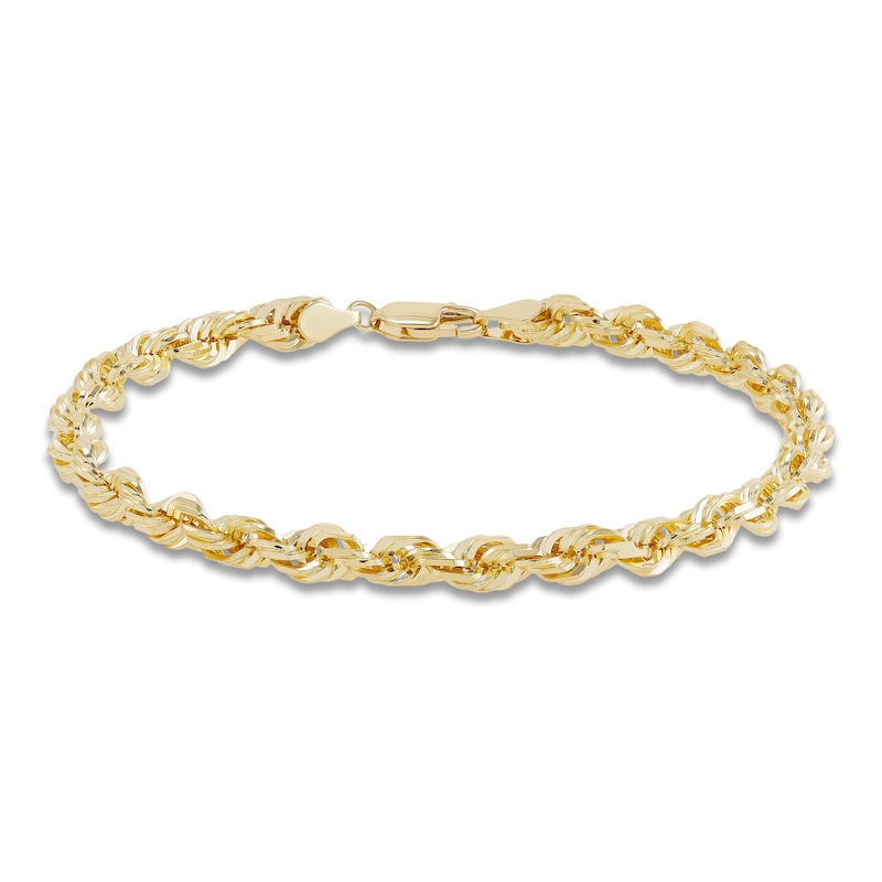 Men's Solid Glitter Rope Chain Bracelet 10K Yellow Gold 8.5" 6.5mm