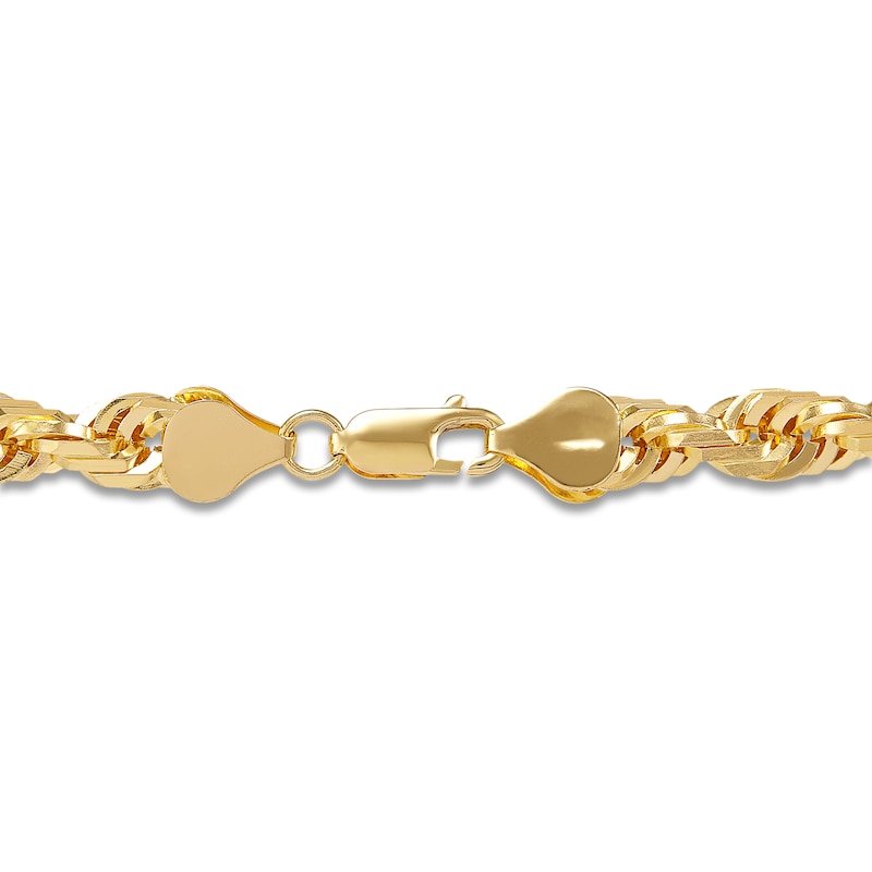 Main Image 6 of Men's Solid Glitter Rope Chain Bracelet 10K Yellow Gold 8.5" 6.5mm