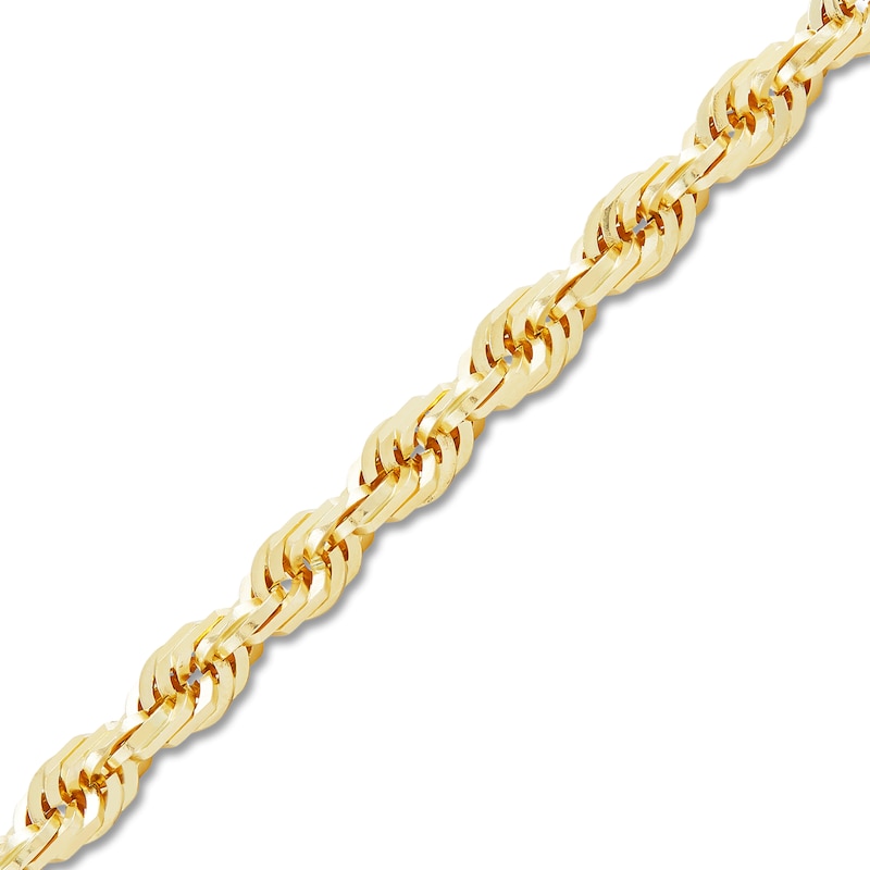 Main Image 7 of Men's Solid Glitter Rope Chain Bracelet 10K Yellow Gold 8.5" 6.5mm