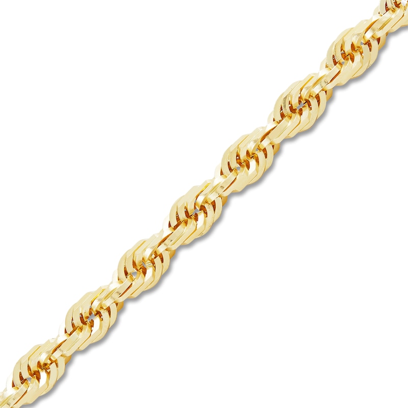 Men's Solid Glitter Rope Chain Bracelet 10K Yellow Gold 8.5" 6.5mm