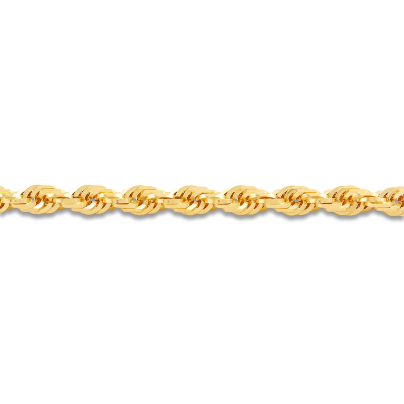 Main Image 8 of Men's Solid Glitter Rope Chain Bracelet 10K Yellow Gold 8.5" 6.5mm