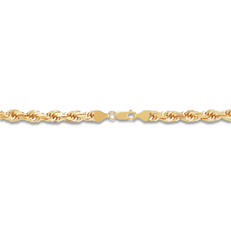 Main Image 9 of Men's Solid Glitter Rope Chain Bracelet 10K Yellow Gold 8.5" 6.5mm