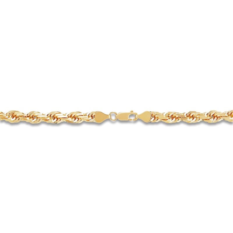 Men's Solid Glitter Rope Chain Bracelet 10K Yellow Gold 8.5" 6.5mm