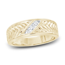 Men's Diamond Wedding Band 1/6 ct tw Round 14K Yellow Gold