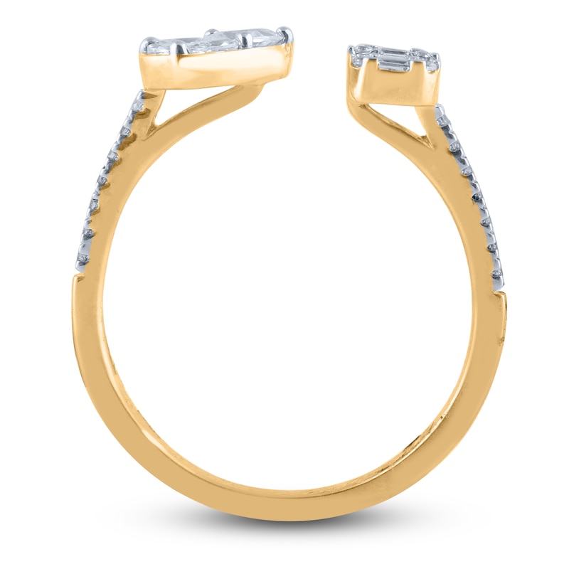 Main Image 2 of Diamond Open Cuff Ring 1/2 ct tw Round/Baguette/Marquise/Pear 14K Yellow Gold
