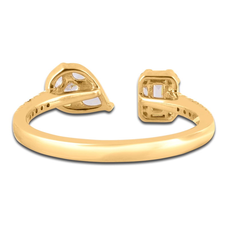 Main Image 3 of Diamond Open Cuff Ring 1/2 ct tw Round/Baguette/Marquise/Pear 14K Yellow Gold