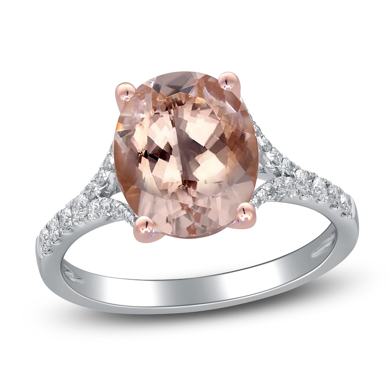 Main Image 1 of Oval-Cut Natural Morganite & Diamond Engagement Ring 1/4 ct tw 14K Two-Tone Gold
