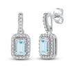 Thumbnail Image 0 of Rectangle-Cut Natural Aquamarine & Diamond Dangle Earrings 1/6 ct tw 14K White Gold