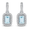 Thumbnail Image 2 of Rectangle-Cut Natural Aquamarine & Diamond Dangle Earrings 1/6 ct tw 14K White Gold