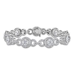 Princess, Marquise & Round Diamond Tennis Bracelet 4 ct tw 14K White Gold 7"