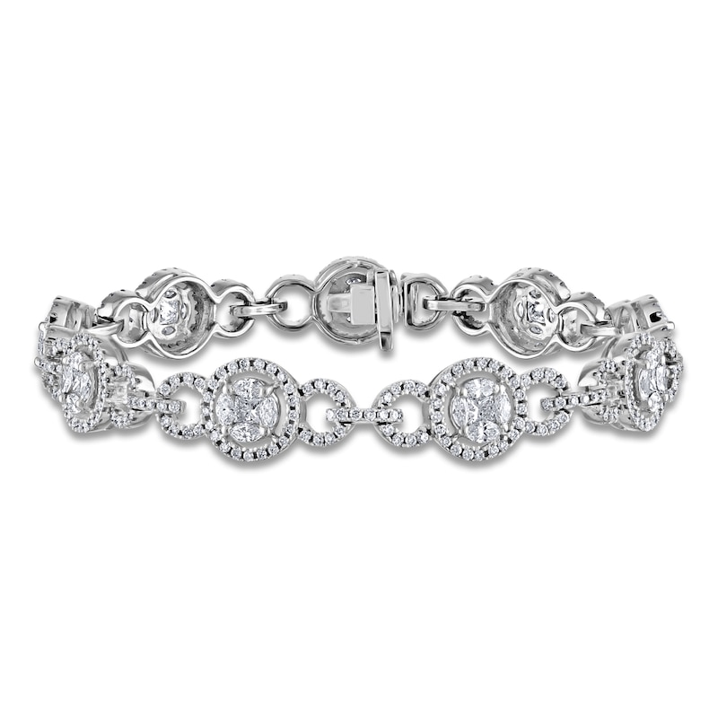 Main Image 1 of Princess, Marquise & Round Diamond Tennis Bracelet 4 ct tw 14K White Gold 7"