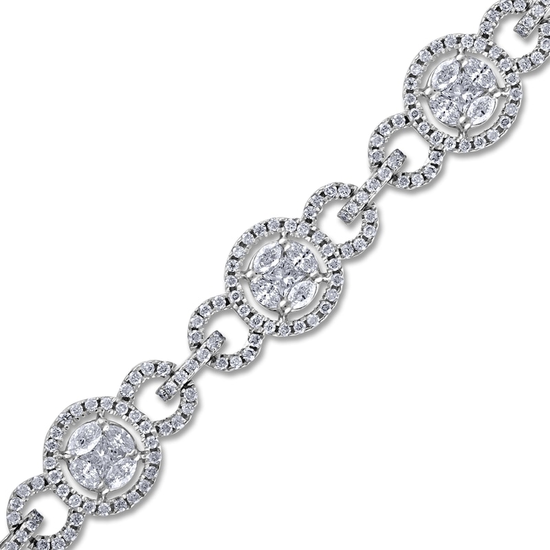 Main Image 2 of Princess, Marquise & Round Diamond Tennis Bracelet 4 ct tw 14K White Gold 7"