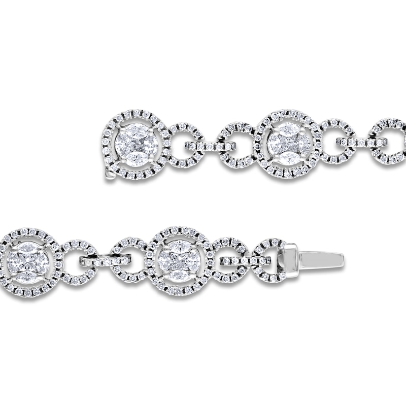 Main Image 3 of Princess, Marquise & Round Diamond Tennis Bracelet 4 ct tw 14K White Gold 7"
