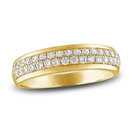 Diamond Pave Wedding Band 1/2 ct tw 14K Yellow Gold 5.0mm