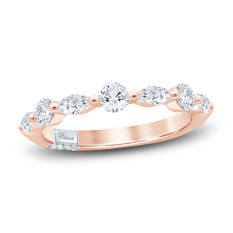 Main Image 1 of Round & Marquise-Cut Diamond Ring 5/8 ct tw 14K Rose Gold