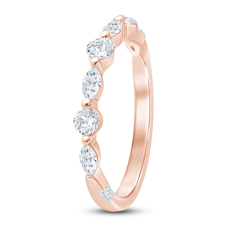 Main Image 2 of Round & Marquise-Cut Diamond Ring 5/8 ct tw 14K Rose Gold