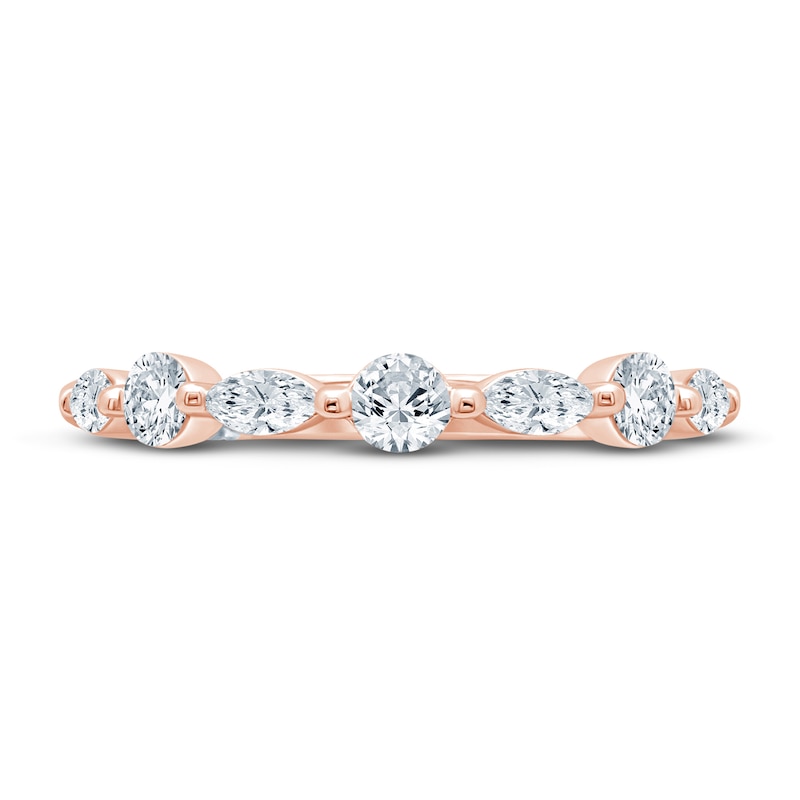 Main Image 3 of Round & Marquise-Cut Diamond Ring 5/8 ct tw 14K Rose Gold