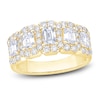 Thumbnail Image 1 of Emerald and Round-Cut Diamond Anniversary Band 2 ct tw 14K Yellow Gold