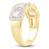 Thumbnail Image 2 of Emerald and Round-Cut Diamond Anniversary Band 2 ct tw 14K Yellow Gold