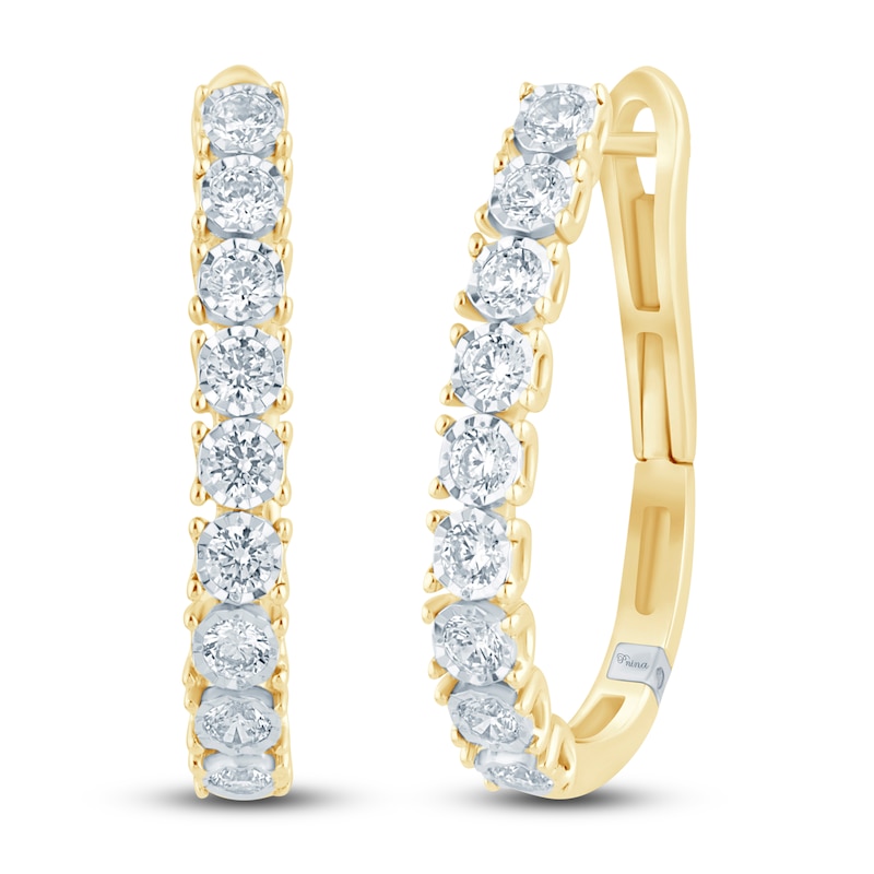 Main Image 2 of Pnina Tornai Diamond Hoop Earrings 1 ct tw Round 14K Yellow Gold