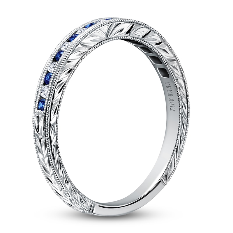 Kirk Kara Natural Blue Sapphire & Diamond Wedding Band 1/10 ct tw Platinum
