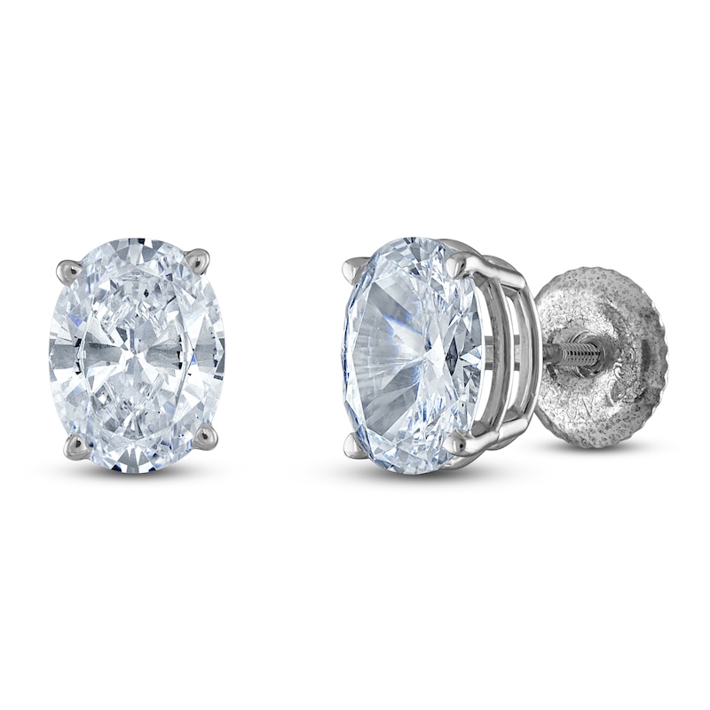 Main Image 2 of Oval-Cut Lab-Grown Diamond Solitaire Stud Earrings 5 ct tw 14K White Gold (F/SI2)