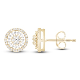 Multi-Diamond Open Halo Stud Earrings 1/2 ct tw 10K Yellow Gold