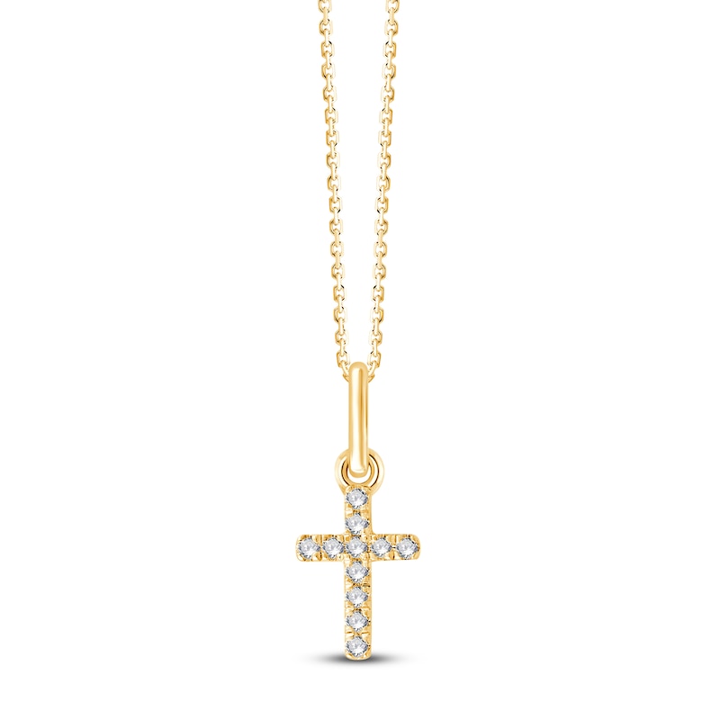 Main Image 1 of Children's Diamond Cross Necklace 1/20 ct tw 18K Yellow Gold 10"