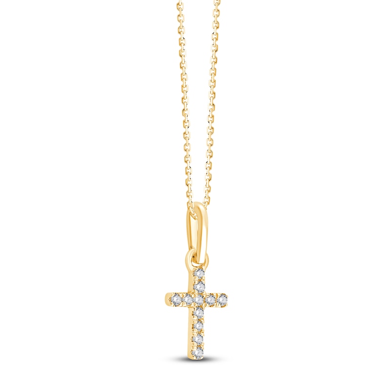 Main Image 2 of Children's Diamond Cross Necklace 1/20 ct tw 18K Yellow Gold 10"