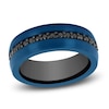 Thumbnail Image 0 of Men's Natural Black Sapphire Wedding Band Blue & Black Ion-Plated Tungsten Carbide 8mm