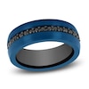 Thumbnail Image 1 of Men's Natural Black Sapphire Wedding Band Blue & Black Ion-Plated Tungsten Carbide 8mm