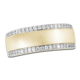 Men's Certified Diamond Satin Finish Wedding Band 1/2 ct tw 14K Yellow Gold