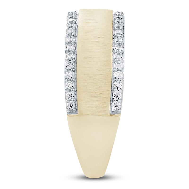 Main Image 3 of Men's Certified Diamond Satin Finish Wedding Band 1/2 ct tw 14K Yellow Gold