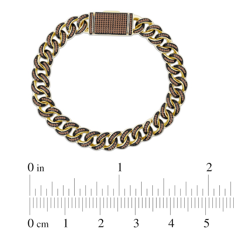 Main Image 4 of Men's Brown Diamond Curb Chain Bracelet 1-1/2 ct tw 10K Yellow Gold 8.25"