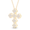 Thumbnail Image 2 of Diamond Clover Cross Necklace 3/4 ct tw 10K Yellow Gold