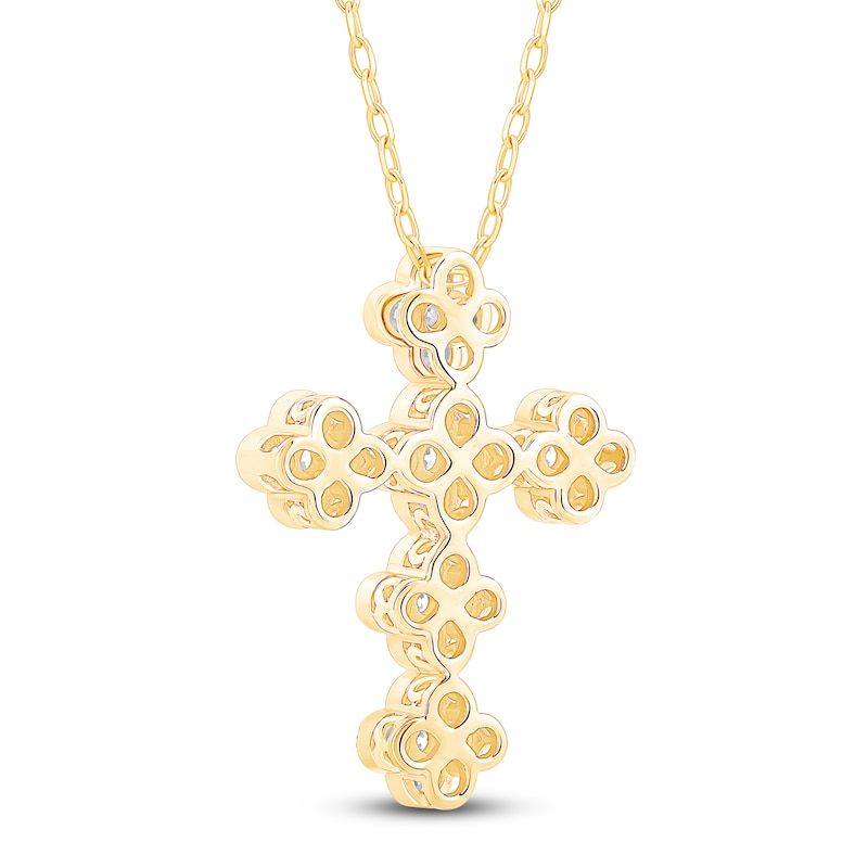 Main Image 4 of Diamond Clover Cross Necklace 3/4 ct tw 10K Yellow Gold