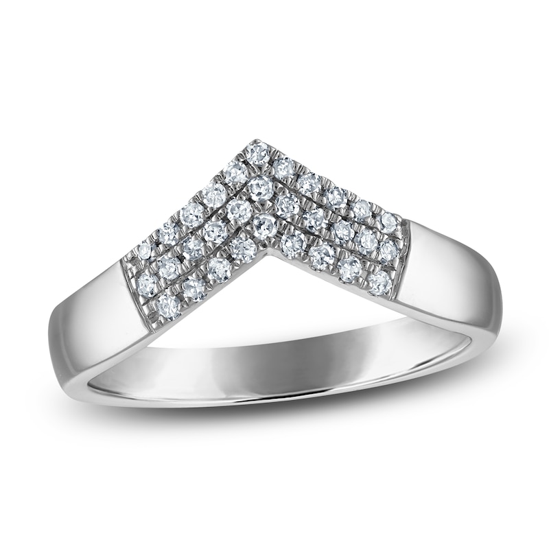 Diamond Three-Row Chevron Ring 1/5 ct tw Sterling Silver