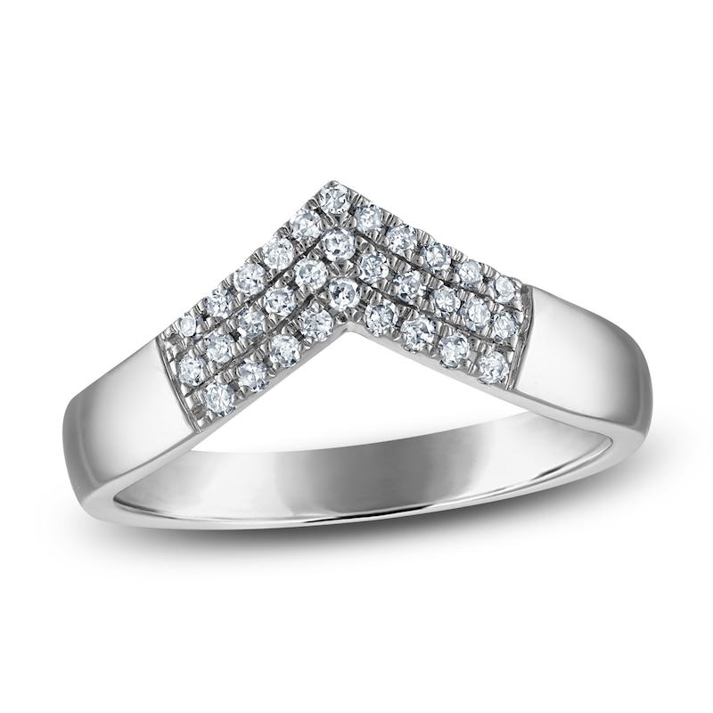 Main Image 1 of Diamond Three-Row Chevron Ring 1/5 ct tw Sterling Silver