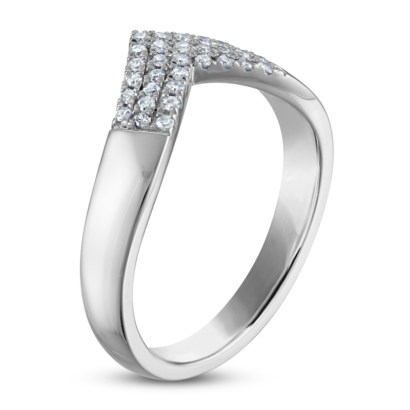 Diamond Three-Row Chevron Ring 1/5 ct tw Sterling Silver