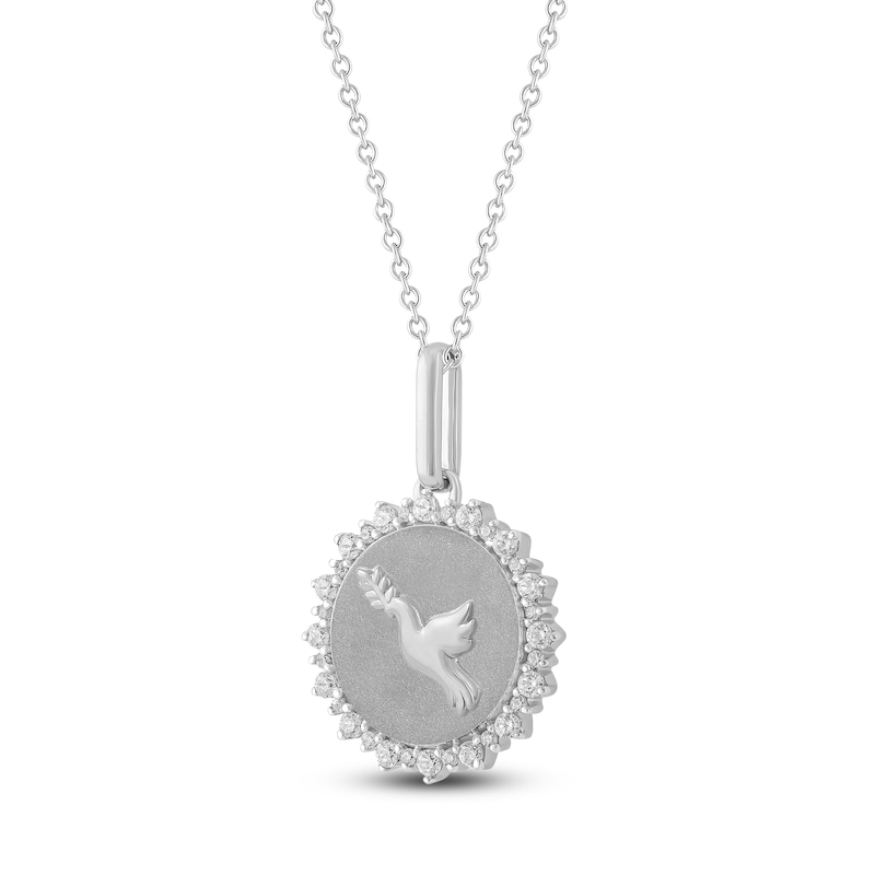 Main Image 2 of Diamond Dove Medallion Necklace 1/4 ct tw Sterling Silver 18"